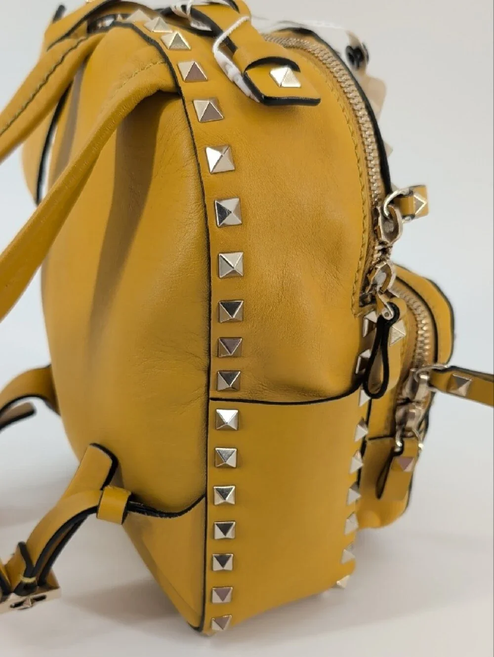 Valentino Yellow Studded Mini Leather Backpack